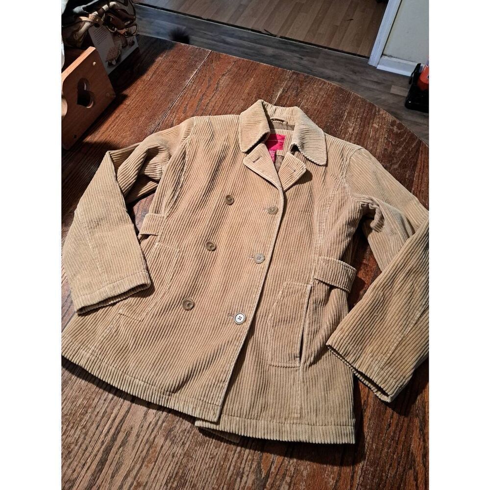 Vintage Gloria Vanderbilt Womens Quilted Lined Coat Jacket 1980s Tan Khaki Small